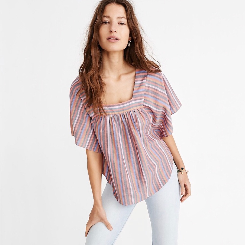 Madewell Butterfly Top Rainbow Stripe
